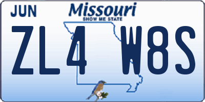 MO license plate ZL4W8S