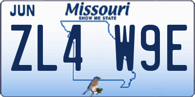 MO license plate ZL4W9E