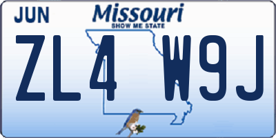 MO license plate ZL4W9J