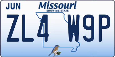MO license plate ZL4W9P