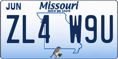 MO license plate ZL4W9U