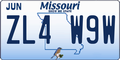 MO license plate ZL4W9W