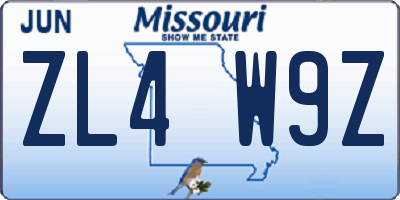 MO license plate ZL4W9Z