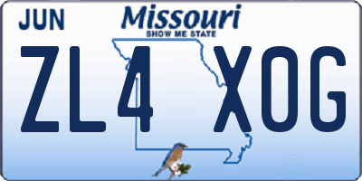 MO license plate ZL4X0G