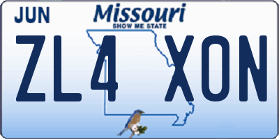 MO license plate ZL4X0N