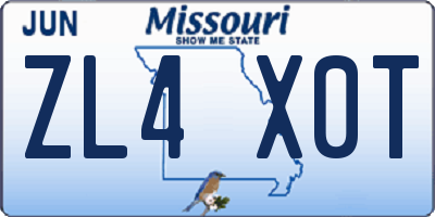 MO license plate ZL4X0T