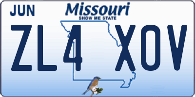 MO license plate ZL4X0V