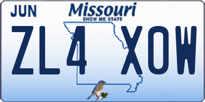 MO license plate ZL4X0W