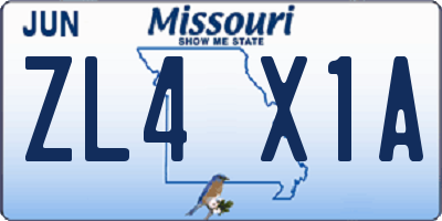 MO license plate ZL4X1A