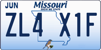 MO license plate ZL4X1F