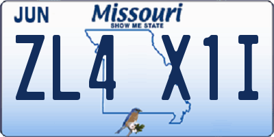 MO license plate ZL4X1I