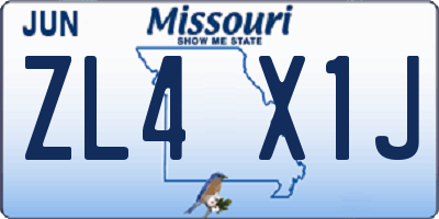 MO license plate ZL4X1J