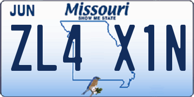 MO license plate ZL4X1N
