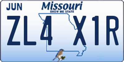 MO license plate ZL4X1R