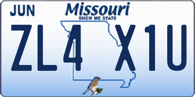 MO license plate ZL4X1U