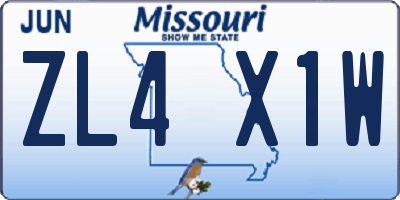 MO license plate ZL4X1W