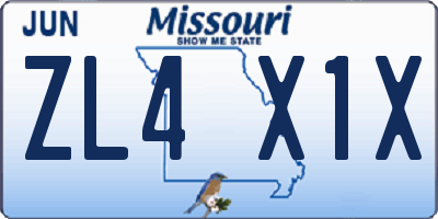 MO license plate ZL4X1X