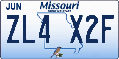 MO license plate ZL4X2F