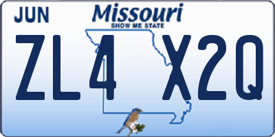 MO license plate ZL4X2Q