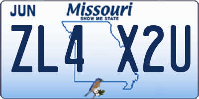 MO license plate ZL4X2U