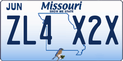 MO license plate ZL4X2X