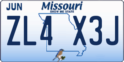 MO license plate ZL4X3J
