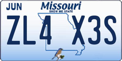 MO license plate ZL4X3S