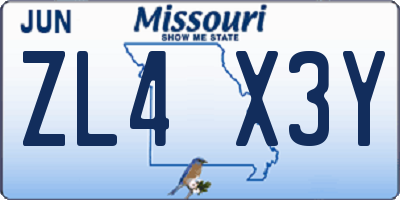 MO license plate ZL4X3Y