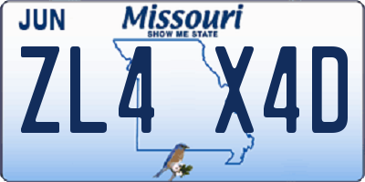 MO license plate ZL4X4D