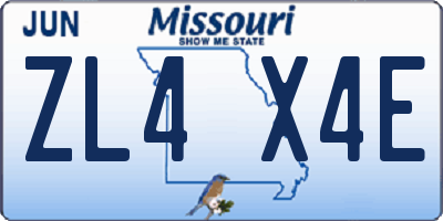 MO license plate ZL4X4E
