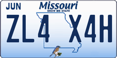 MO license plate ZL4X4H