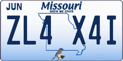 MO license plate ZL4X4I