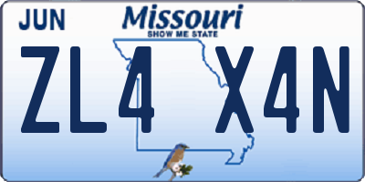 MO license plate ZL4X4N