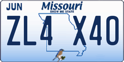 MO license plate ZL4X4O
