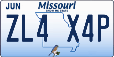 MO license plate ZL4X4P