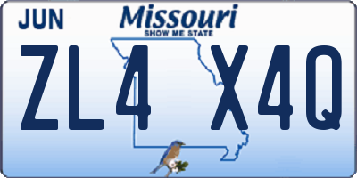 MO license plate ZL4X4Q