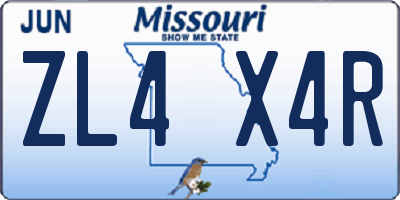 MO license plate ZL4X4R