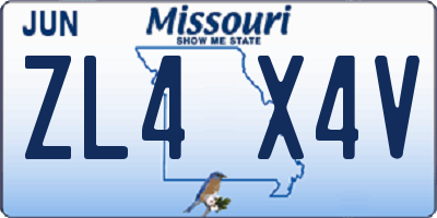 MO license plate ZL4X4V