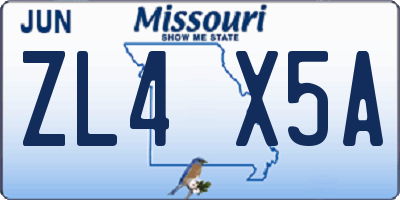 MO license plate ZL4X5A