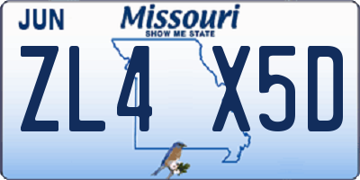 MO license plate ZL4X5D
