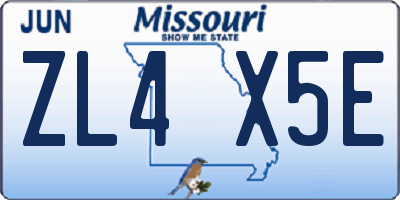 MO license plate ZL4X5E