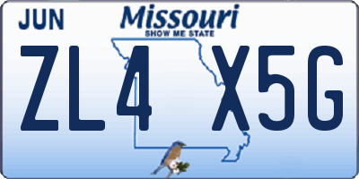 MO license plate ZL4X5G