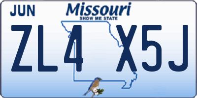 MO license plate ZL4X5J