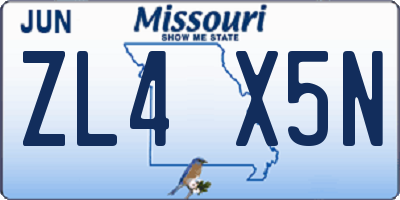 MO license plate ZL4X5N