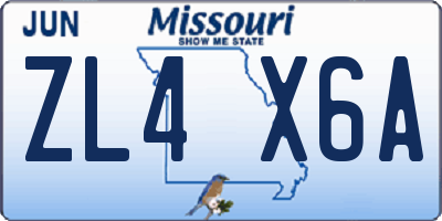MO license plate ZL4X6A