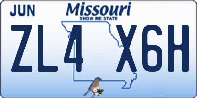 MO license plate ZL4X6H