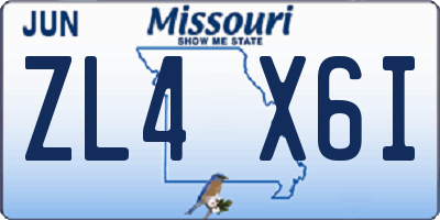MO license plate ZL4X6I