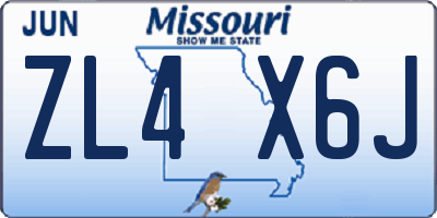MO license plate ZL4X6J