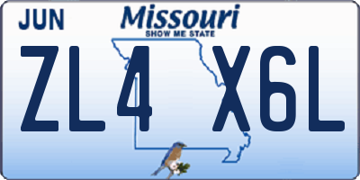 MO license plate ZL4X6L
