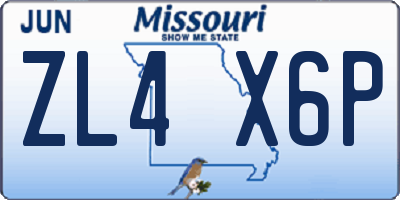 MO license plate ZL4X6P